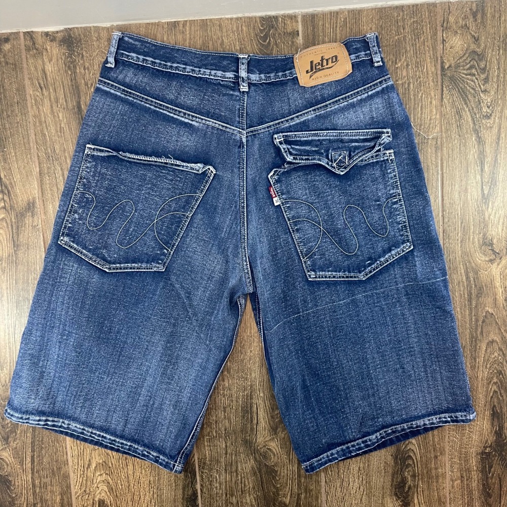 Jetro Authentic Jeans Mens Size 36 Blue Denim Baggy Shorts Hip‎ Hop Streetwear